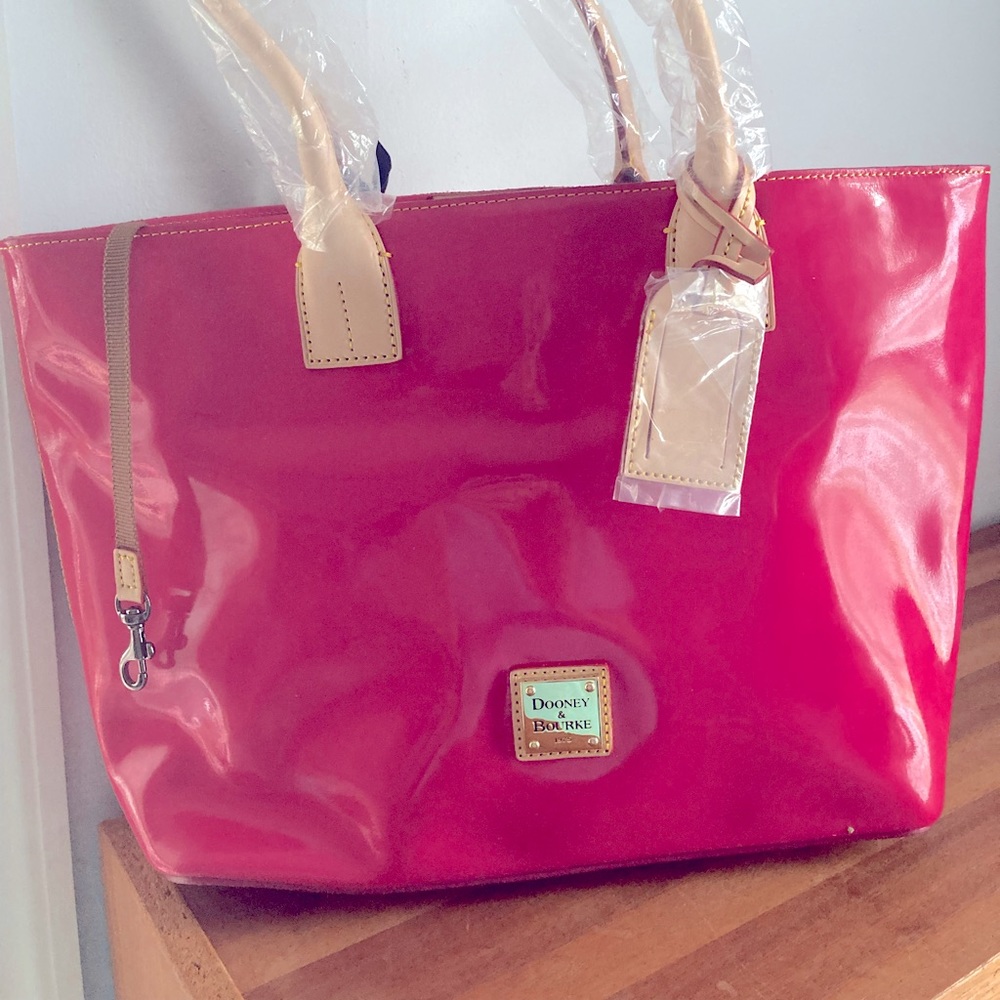 Dooney & Bourke Patent Leather Shopper, Hot Pink, NWT